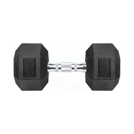 Dazzlury 45LB Rubber Coated Cast Iron Hex Dumbbells for Strength Training